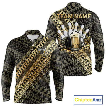 Yellow and Black tribal pattern Bowling and Beer shirts for men custom Team Bowling jerseys outfit NQS9928