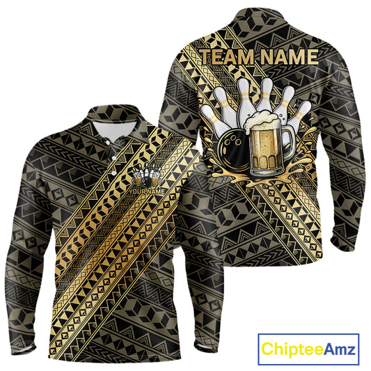Yellow and Black tribal pattern Bowling and Beer shirts for men custom Team Bowling jerseys outfit NQS9928
