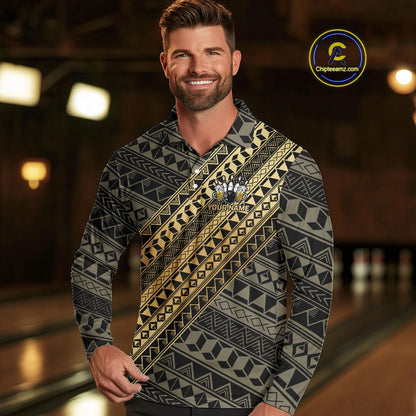 Yellow and Black tribal pattern Bowling and Beer shirts for men custom Team Bowling jerseys outfit NQS9928