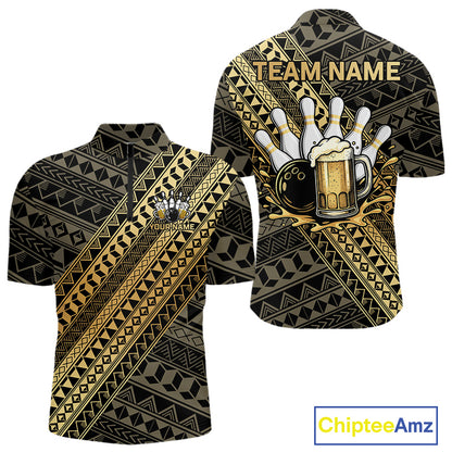 Yellow and Black tribal pattern Bowling and Beer shirts for men custom Team Bowling jerseys outfit NQS9928