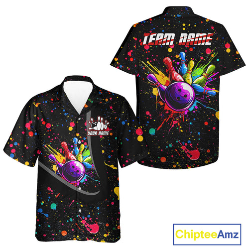 Colorful bowling jerseys Bowling Hawaiian Shirt Custom Bowling Team shirts for bowlers NQS10363