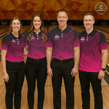 Load image into Gallery viewer, Black and Pink gradient Lightning thunder storm Bowling shirts for Men Custom Bowling Team Jerseys NQS11170