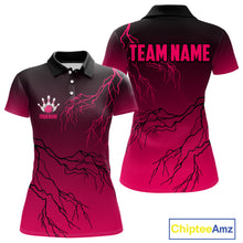 Load image into Gallery viewer, Black and Pink gradient Lightning thunder storm Bowling shirts for Women Custom Bowling Team Jerseys NQS11170