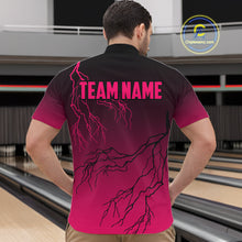 Load image into Gallery viewer, Black and Pink gradient Lightning thunder storm Bowling shirts for Men Custom Bowling Team Jerseys NQS11170