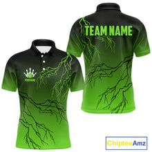 Load image into Gallery viewer, Black and Green gradient storm Lightning thunder Bowling shirts for Men Custom Bowling Team Jerseys NQS11171