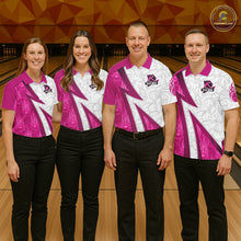 Load image into Gallery viewer, Custom Bowling Polo, Quarter Zip Shirt For Men Pink flame camo Bowling shirts, Bowling Team jerseys NQS11585