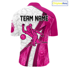 Load image into Gallery viewer, Custom Bowling Polo, Quarter Zip Shirt For Men Pink flame camo Bowling shirts, Bowling Team jerseys NQS11585