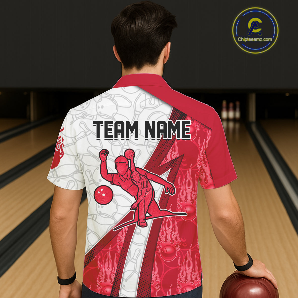 Custom Bowling Hawaiian Shirt Red flame camo Bowling Button up shirts, Bowling Team jerseys NQS11586