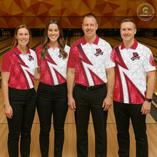 Load image into Gallery viewer, Custom Bowling Polo, Quarter Zip Shirt For Men Red flame camo Bowling shirts, Bowling Team jerseys NQS11586