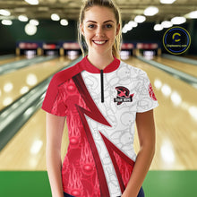 Load image into Gallery viewer, Custom Bowling Polo, Quarter Zip Shirt For Women Red flame camo Bowling shirts, Bowling Team jerseys NQS11586