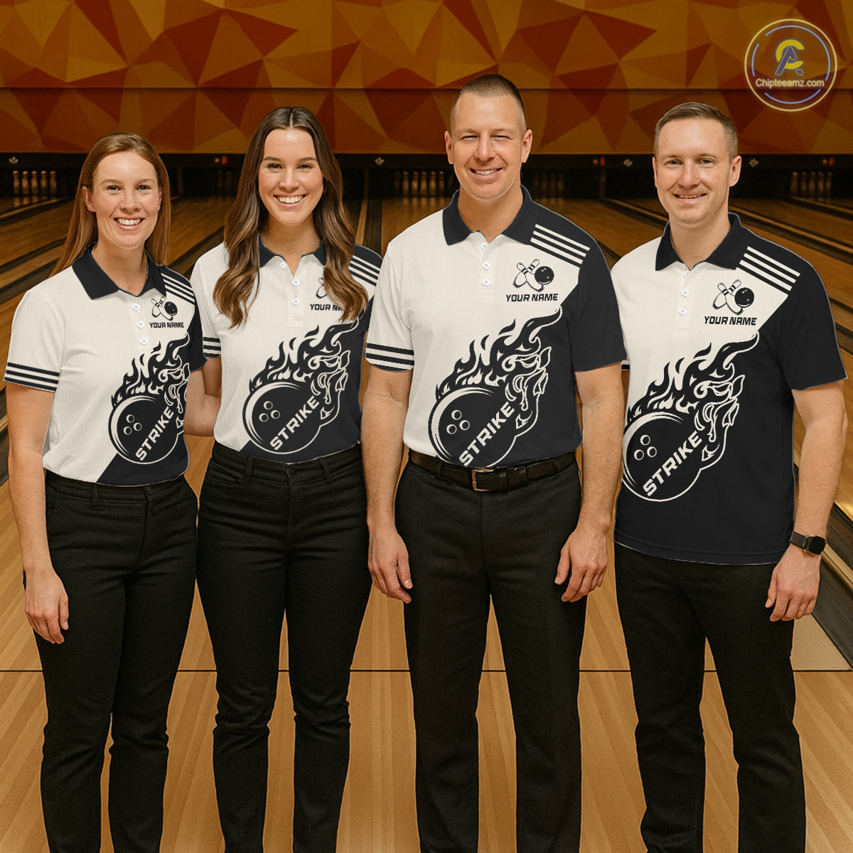 Custom Retro Beige and Black Flame Bowling Shirts For Men, Vintage Team Bowling League jerseys NQS11590
