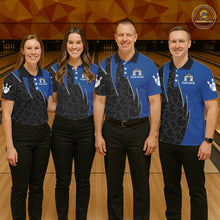 Load image into Gallery viewer, Black and blue lightning thunder shark bowling jerseys men custom bowling outfit men NQS11379