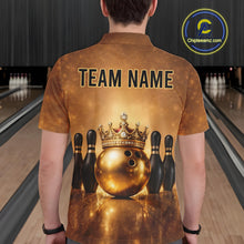 Load image into Gallery viewer, Black and Gold crown Bowling ball pins Bowling Shirts for Men Custom Bowling Team league jerseys NQS11593