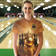 Load image into Gallery viewer, Black and Gold crown Bowling ball pins Bowling Shirts for Women Custom Bowling Team league jerseys NQS11593