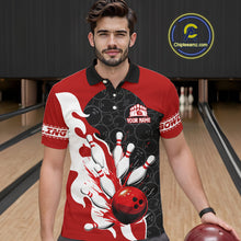 Load image into Gallery viewer, Black and Red Camo Bowling Polo, Quarter Zip Shirt For Men custom Bowling Team Jerseys Uniform NQS10380