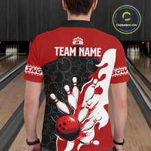 Load image into Gallery viewer, Black and Red Camo Bowling Polo, Quarter Zip Shirt For Men custom Bowling Team Jerseys Uniform NQS10380