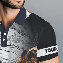 Load image into Gallery viewer, American Flag Eagle flame golf ball Mens golf polo shirts custom patriotic golf shirts for men NQS9317