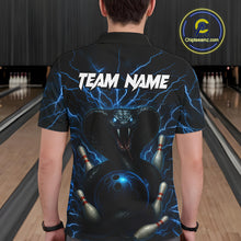 Load image into Gallery viewer, Personalized Blue Thunder Lightning Cobra Snake Bowling Shirt For Men, Custom Name Bowling Team Jersey NQS9834