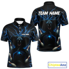 Load image into Gallery viewer, Personalized Blue Thunder Lightning Cobra Snake Bowling Shirt For Men, Custom Name Bowling Team Jersey NQS9834
