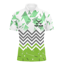 Load image into Gallery viewer, Personalized white and green golf pattern custom Mens golf polo shirt, golf tops for men golf gifts NQS7767