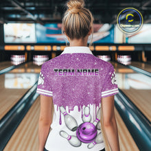 Load image into Gallery viewer, Pink glitter Bowling Shirts For Women Custom team bowling jerseys, Personalized bowling uniform NQS10813