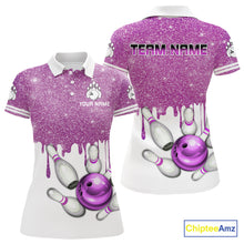 Load image into Gallery viewer, Pink glitter Bowling Shirts For Women Custom team bowling jerseys, Personalized bowling uniform NQS10813