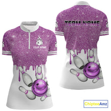 Load image into Gallery viewer, Pink glitter Bowling Shirts For Women Custom team bowling jerseys, Personalized bowling uniform NQS10813
