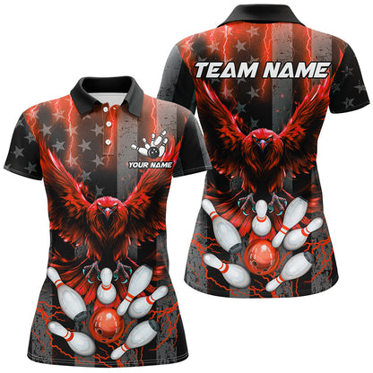 Black American flag Women bowling shirts Custom Red lightning thunder Eagle Bowling Team Jerseys NQS8883