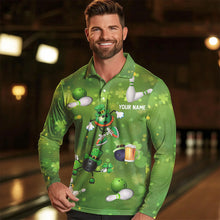 Load image into Gallery viewer, Funny Green shamrock Lucky Bowling Shirts for Men Custom St Patrick Day Team bowling jerseys NQS9325