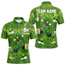 Load image into Gallery viewer, Funny Green shamrock Lucky Bowling Shirts for Men Custom St Patrick Day Team bowling jerseys NQS9325