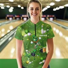 Load image into Gallery viewer, Funny Green shamrock Lucky Bowling Shirts for Women Custom St Patrick Day Team bowling jerseys NQS9325