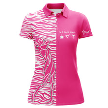 Load image into Gallery viewer, Pink Womens golf polo shirt custom I&#39;m a simple women coffee golf wine zebra pattern ladies golf tops NQS5402
