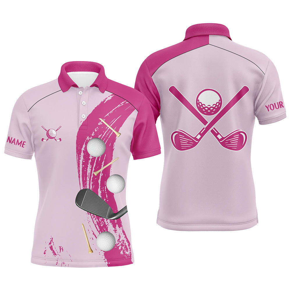 Personalized golf polos shirts for mens custom golf ball clubs Golf items golf wears for mens | Pink NQS7589