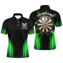 Load image into Gallery viewer, Black and Green Light Dart Polo, Quarter Zip Shirt For Men Custom Dart Jerseys For Team NQS9332