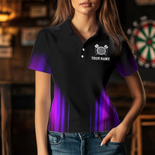 Load image into Gallery viewer, Black and Purple Light Darts Polo, Quarter Zip Shirt For Women Custom Darts Jerseys For Team NQS9334