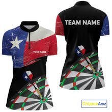 Load image into Gallery viewer, Texas Flag Dartboard Shirt for Women Custom Dart jerseys for team, patriotic dart league shirts NQS11408