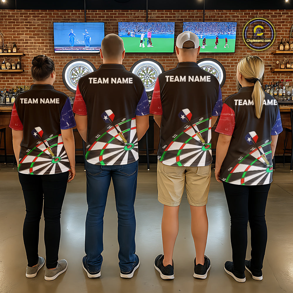 Texas Flag Dartboard Shirt for mens Custom Dart jerseys for team, patriotic dart league shirts NQS11408