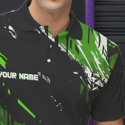 Black and Green Mens bowling shirts Custom retro bowling ball and pins bowling team league jerseys NQS9475