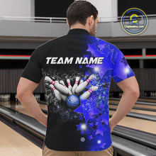 Load image into Gallery viewer, Men bowling Polo, Quarter Zip shirts Custom Blue Stars Bowling Team Bowlers Jersey NQS10598