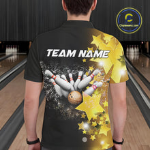 Load image into Gallery viewer, Men bowling Polo, Quarter Zip shirts Custom Gold Stars Bowling Team Bowlers Jersey NQS10599