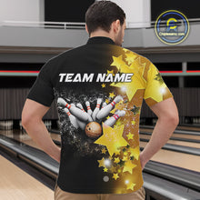 Load image into Gallery viewer, Men bowling Polo, Quarter Zip shirts Custom Gold Stars Bowling Team Bowlers Jersey NQS10599