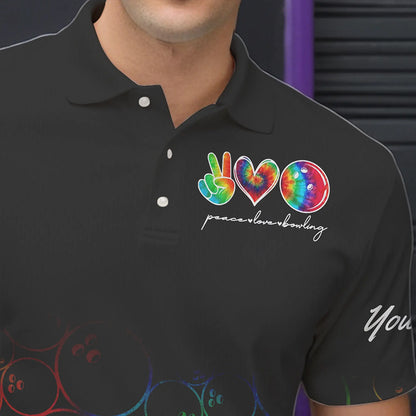 Colorful tie dye Black Bowling Camo Bowling Shirts for Men Custom Peace Love Bowling Team Jerseys NQS9483