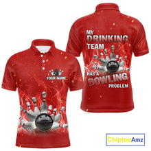 Load image into Gallery viewer, Personalized Red Flame Funny Bowling shirts for Men My drinking team has a bowling problem NQS11615