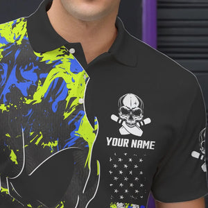 Skull Camouflage American Flag Mens Bowling Shirts Custom Patriotic Bowling Team Jerseys For Men NQS9642