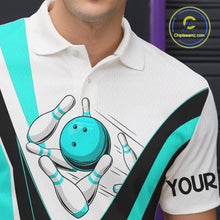 Load image into Gallery viewer, Custom bowling polo shirts for men I'm not swearing, I'm using my bowling words Cyan blue bowl shirts NQS7435
