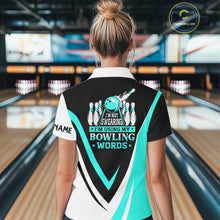 Load image into Gallery viewer, Custom bowling polo shirts for women I'm not swearing, I'm using my bowling words Cyan blue bowl shirt NQS7435