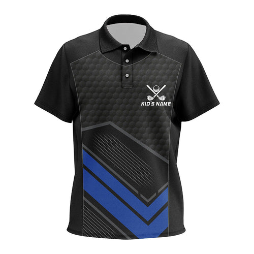 Black and Blue Kid golf polo shirts custom golf outfits for Kid, personalized golf gifts NQS8013