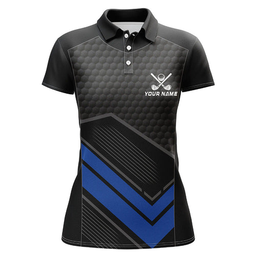 Black and Blue Womens golf polo shirts custom golf outfits for ladies, personalized golf gifts NQS8013