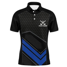 Load image into Gallery viewer, Black and Blue Mens golf polo shirts custom golf outfits for men, personalized golf gifts NQS8013