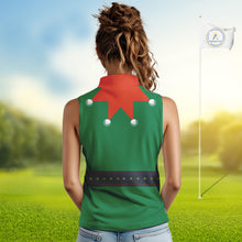 Load image into Gallery viewer, Green and Red Funny Elf Christmas Sleeveless Golf Polo shirt Custom ladies Christmas golf tops NQS11019